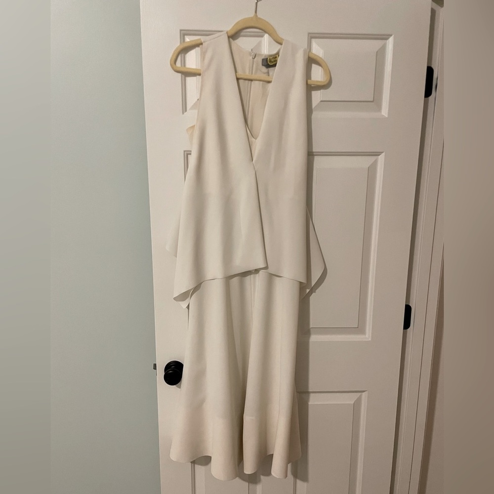 Sport max white silk midi length dress